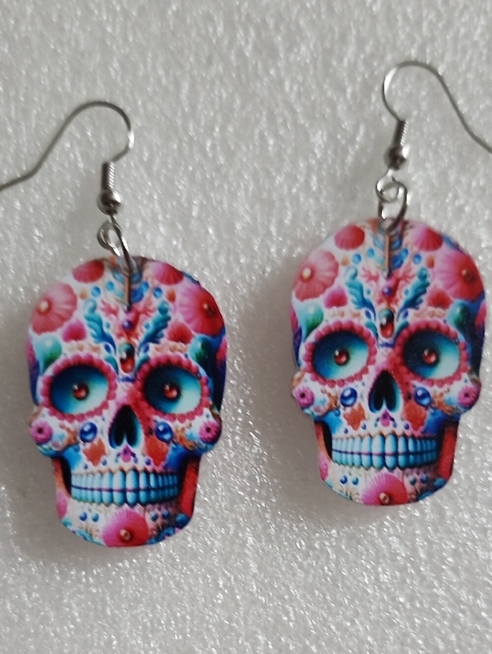 Hand Crafted Multicolor Sugar Skull Drop Earrings
